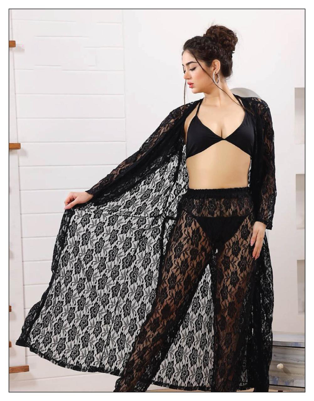 women wearing Premium net night dress