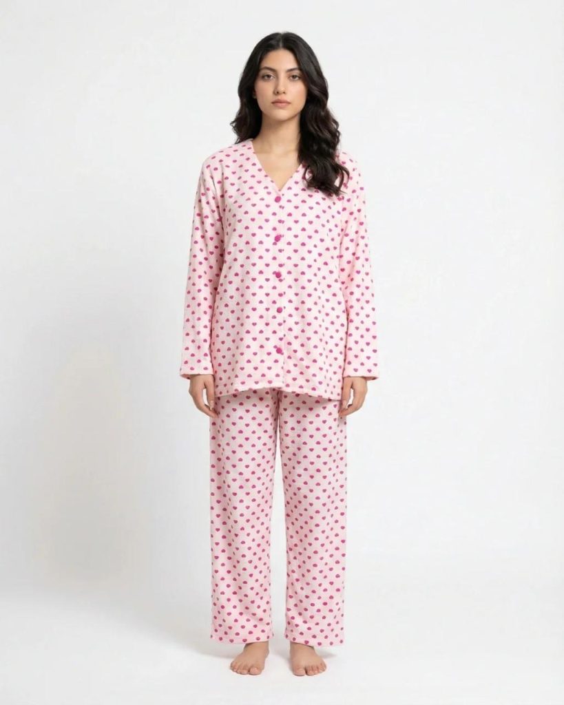 Sweet Heart Comfy PJs | Turkish Soft Linen Night Suit