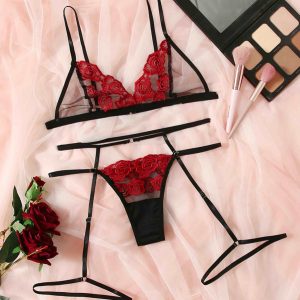 Rose Flame Net Bra Set | Lingerie for Women