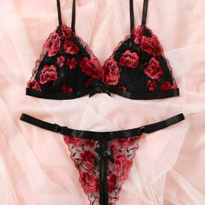 Midnight Rose Net Bra Set | Lingerie for Women